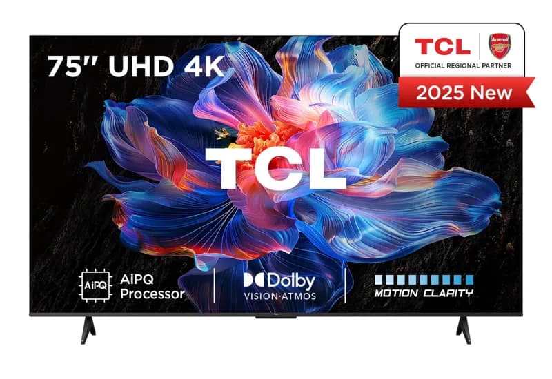 טלוויזיה חכמה 75 אינץ׳ TCL 75V6C – מסך 4K Google TV ענק עם Dolby Atmos | יבואן רשמי