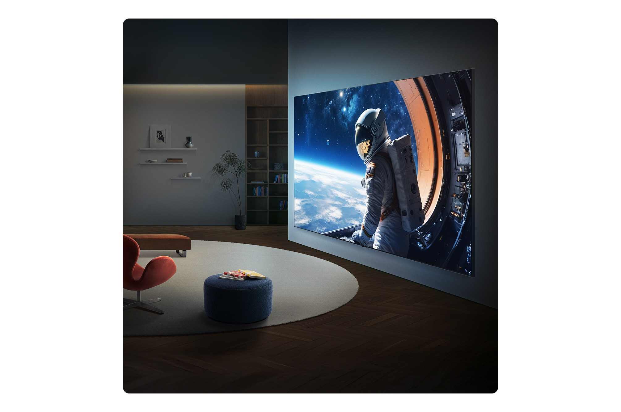 מסך LG בתמונת אווירה בחלל הממחישה שחור מוחלט