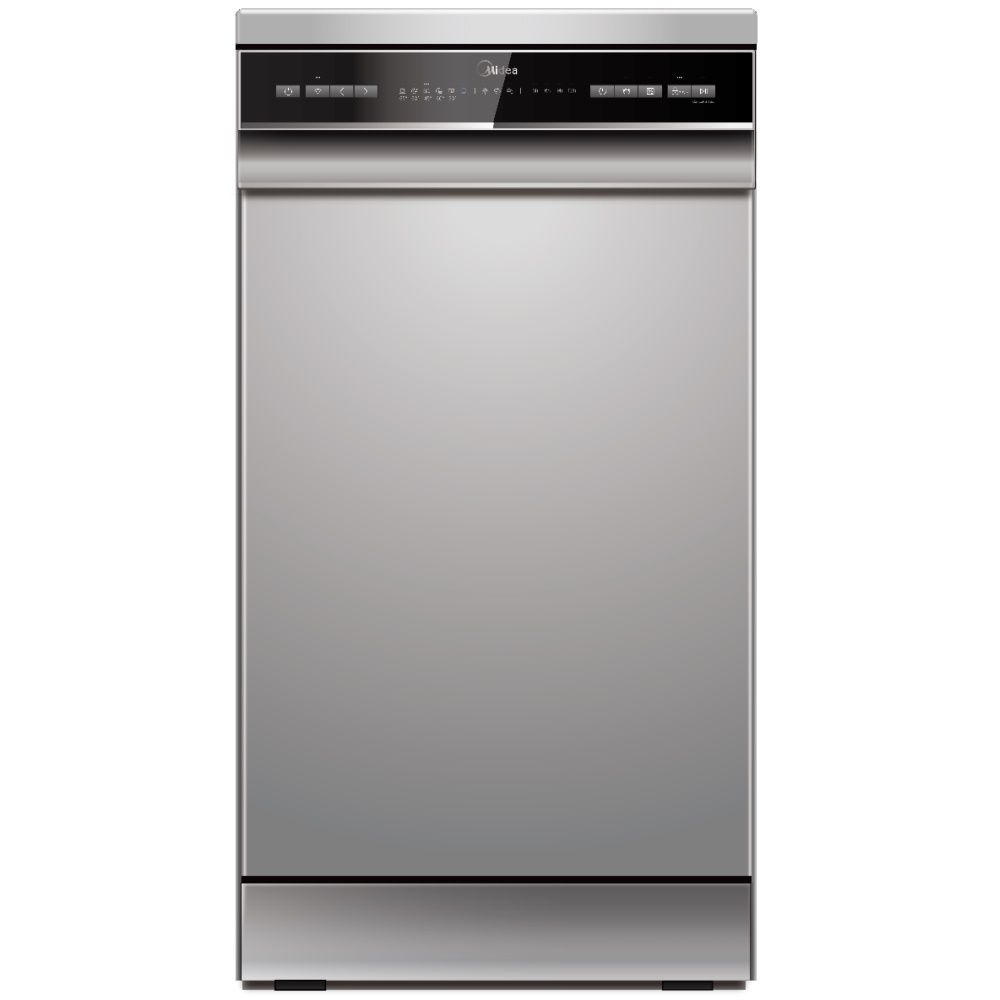 מדיח כלים צר Midea WQP8-W7634C-S גימור כסוף מדיח כלים צר Midea WQP8-W7634C-S בגימור כסוף חזית מלאה