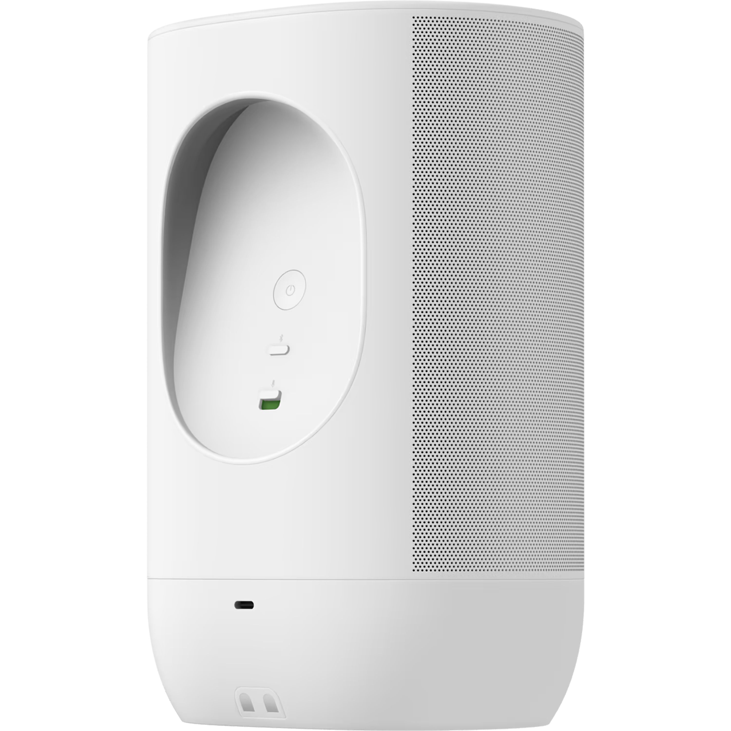 רמקול Sonos Move 2 White עם ידית נשיאה וכפתורי שליטה Sonos Move 2 לבן ידית אחיזה מובנית וכפתורי הפעלה