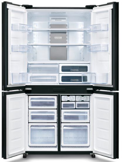 Sharp SJ-FERN87V-BS מצב פתוח וחלוקה פנימית מקרר Sharp SJ-FERN87V-BS פתוח עם חלוקה פנימית