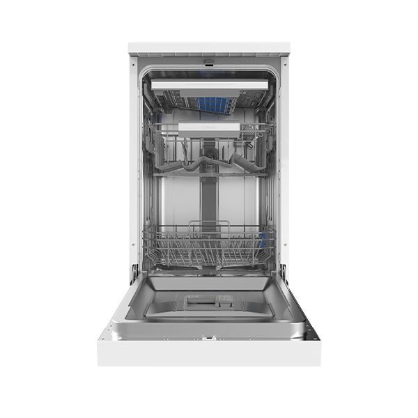מדיח כלים Midea WQP8-W7634C-W מצב פתוח מדיח כלים צר Midea WQP8-W7634C-W במצב פתוח עם סידור פנימי של הסלסלות