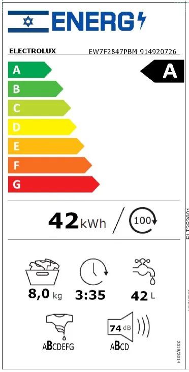 ����� ����� 8 ���� Electrolux EW7F2847PBM ����� ����