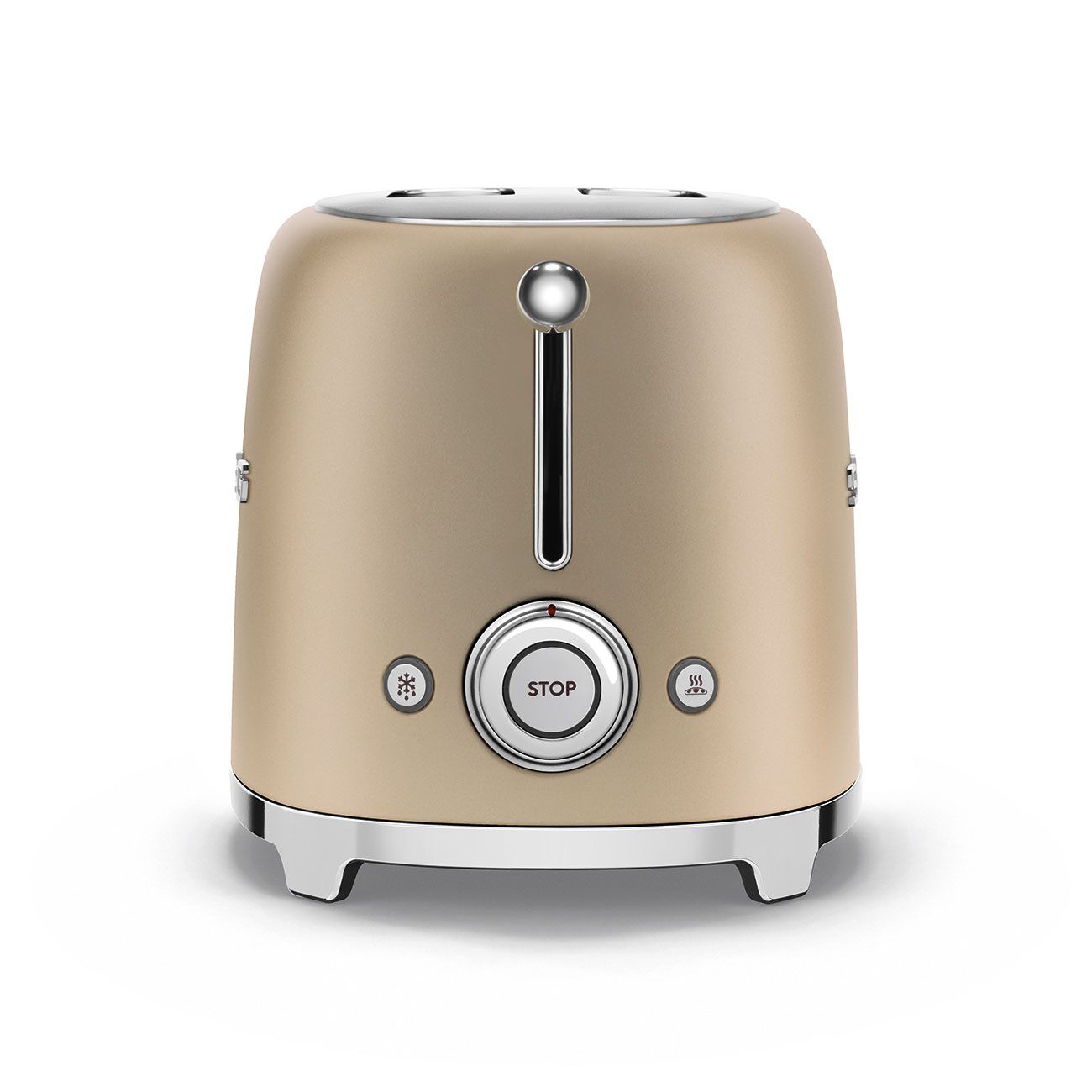 עיצוב רטרו איטלקי במצנם SMEG TSF01CHMEU שמפניה מט מצנם 2 פרוסות SMEG TSF01CHMEU בעיצוב רטרו צבע שמפניה מט