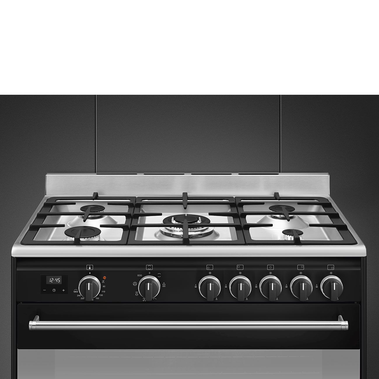 משטח כיריים גז SMEG BG91 Black עם מבערים וכפתורי הפעלה