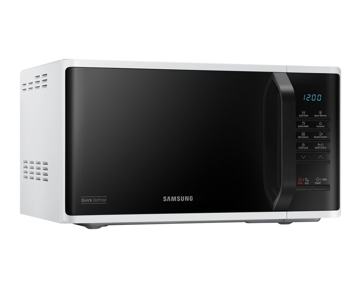 Samsung MS23K3513AW לבן מבט חזיתי מיקרוגל Samsung MS23K3513AW לבן חזית אלכסונית