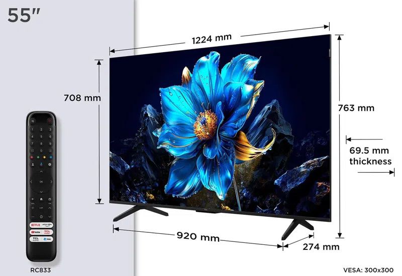 �������� ���� 55 ���� ��� QLED 4K ���� TCL 55P7K �� Google TV