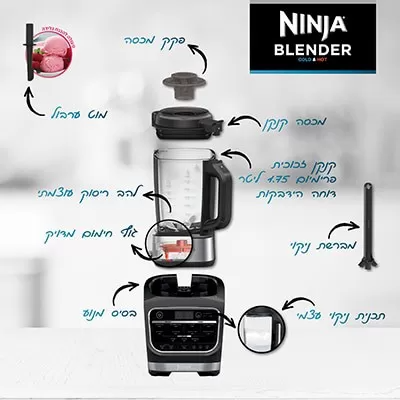 לוח בקרה Auto-iQ עם 12 תוכניות בבלנדר Ninja HB153