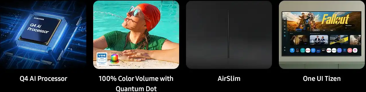 דגימת סאונד Q‑Symphony &ndash; סינכרון QE50Q8F עם מקרן קול