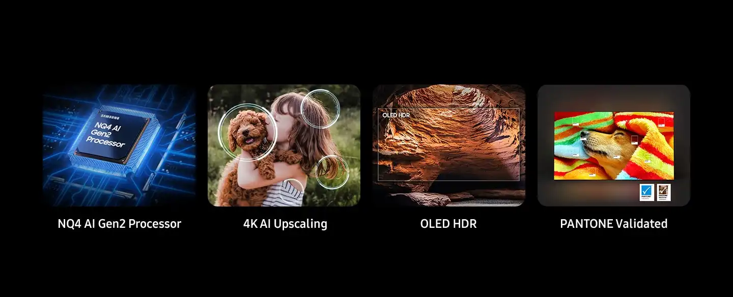 טלוויזיה Samsung OLED S85F עם תמונת נוף עשירה בצבעים