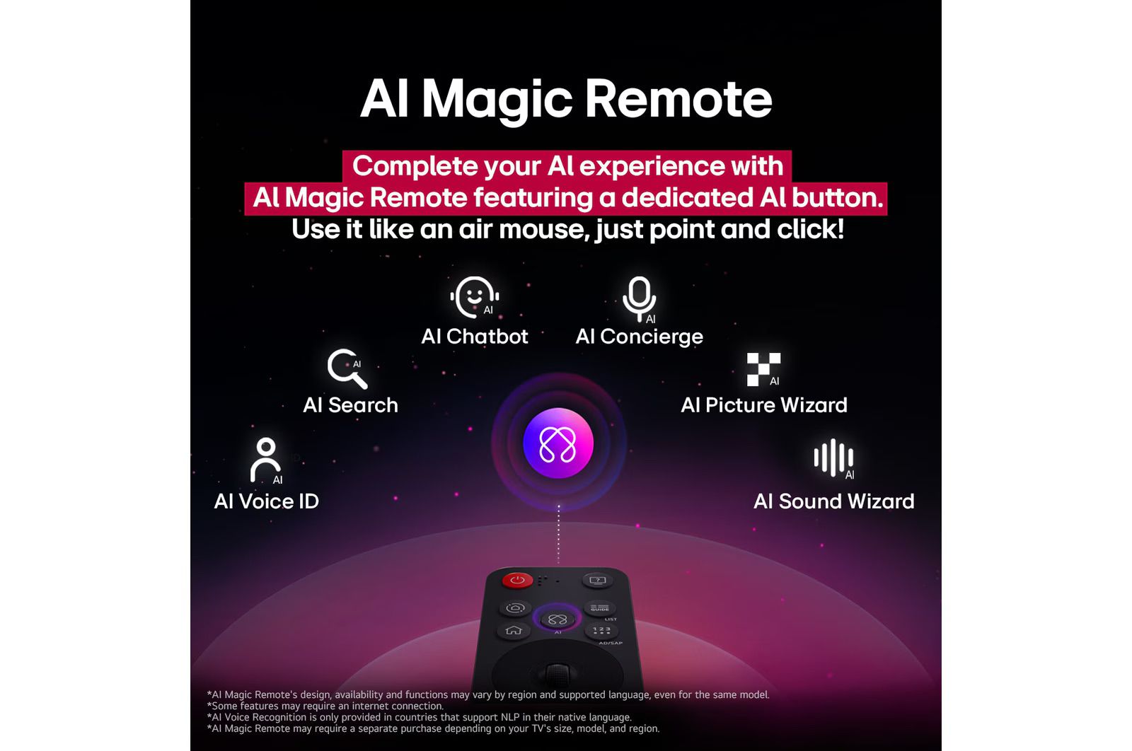 שלט חכם AI Magic Remote לטלוויזיה LG OLED65CS5VA