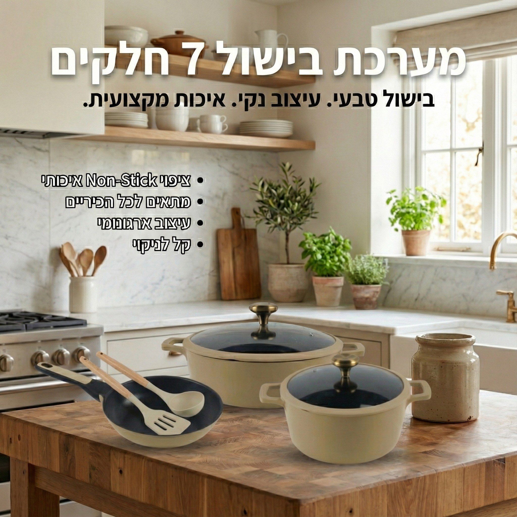 מערכת בישול 7 חלקים סדרת Onyx מבית Naaman מערכת בישול 7 חלקים סדרת Onyx מבית Naaman