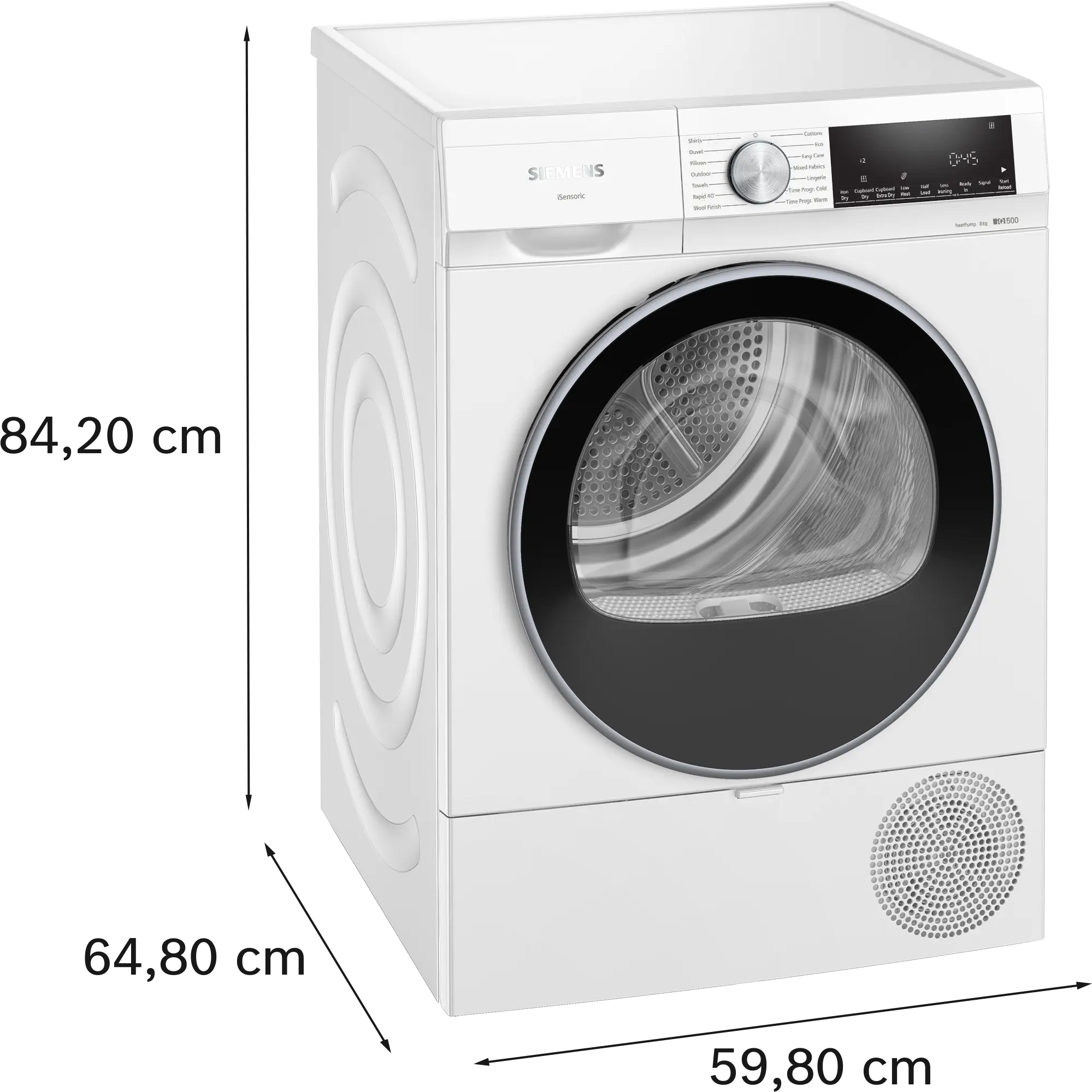 מידות המוצר Siemens WQ32G28IL מידות מייבש כביסה Siemens WQ32G28IL