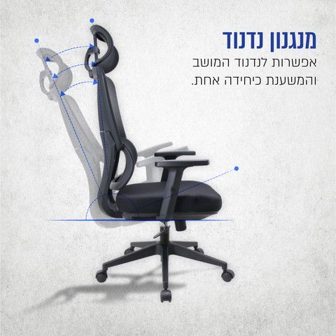 כיסא ATHER מנגנון נדנוד עם כיוון התנגדות מנגנון נדנוד בכיסא מנהל ארגונומי ATHER עם כיוון התנגדות