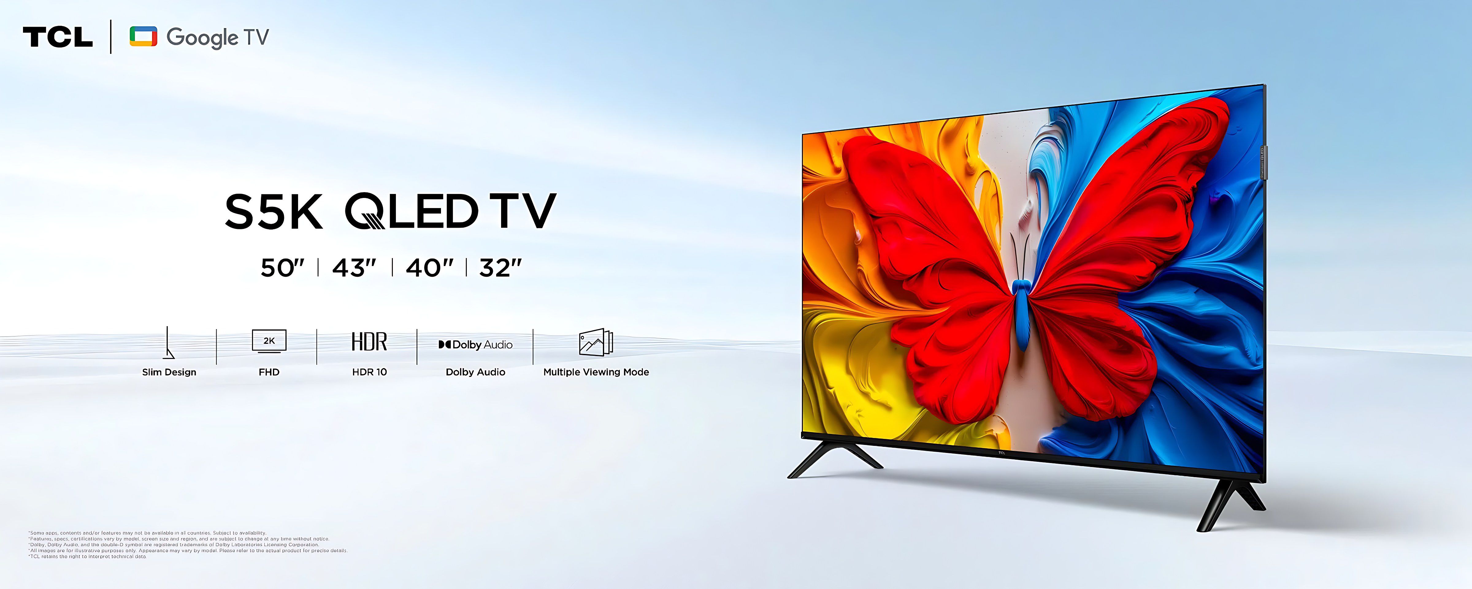 TCL 40S5K ��������� QLED ���� 40 ����� FHD �� Google TV, HDR �-Dolby Audio