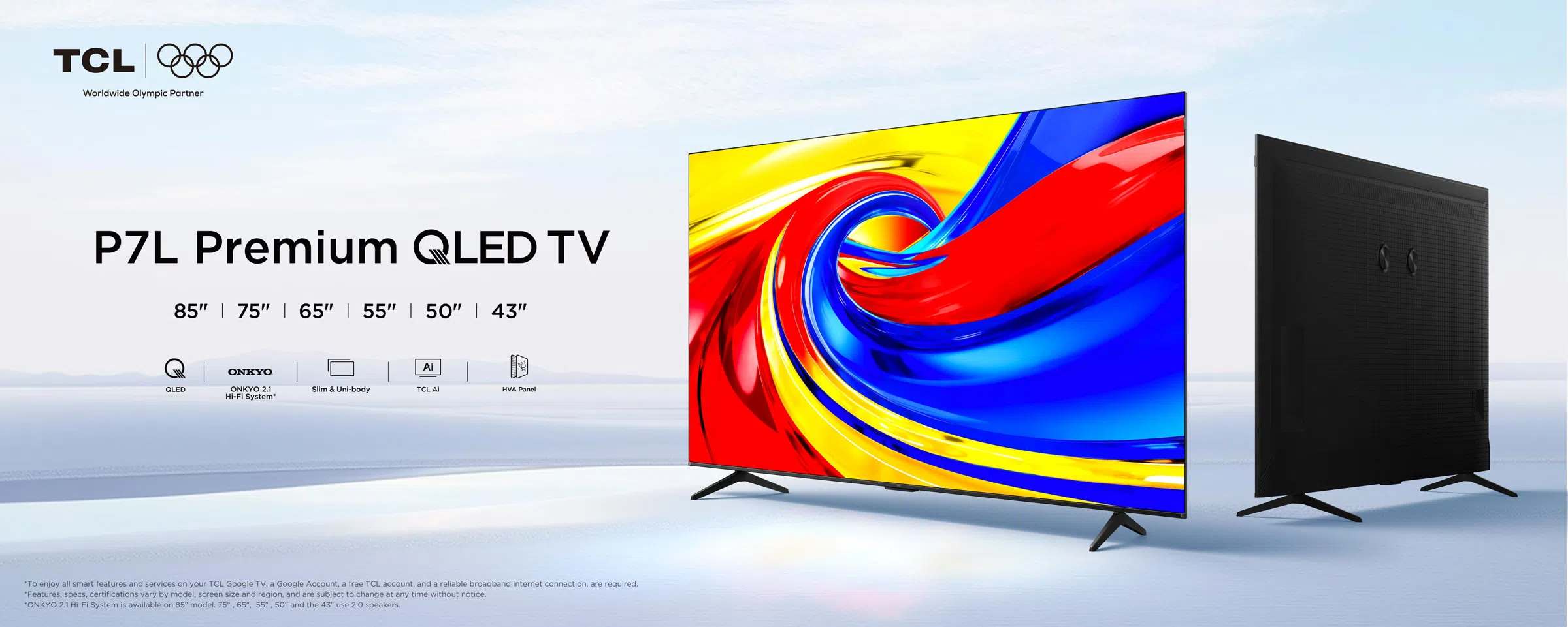 �������� ���� TCL 43P7L ����� 43 ���� Premium QLED 4K �� �� �� �� �� ����� ONKYO �-Gemini AI ����� ����