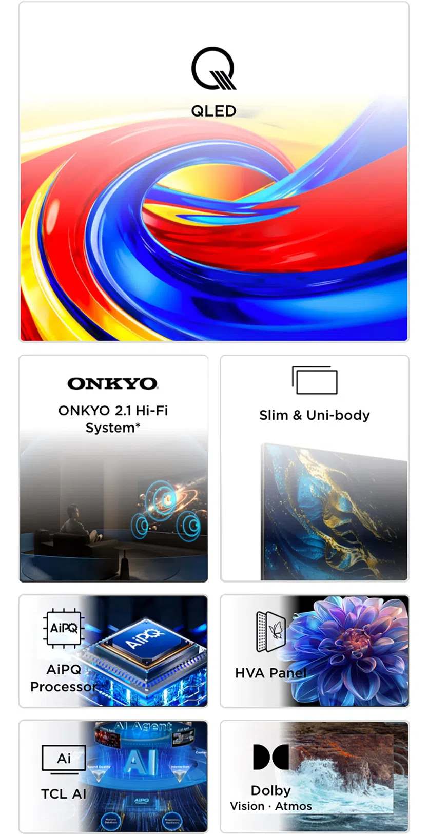 �������� ���� TCL 43P7L ����� 43 ���� Premium QLED 4K �� �� �� �� �� ����� ONKYO �-Gemini AI ����� ����