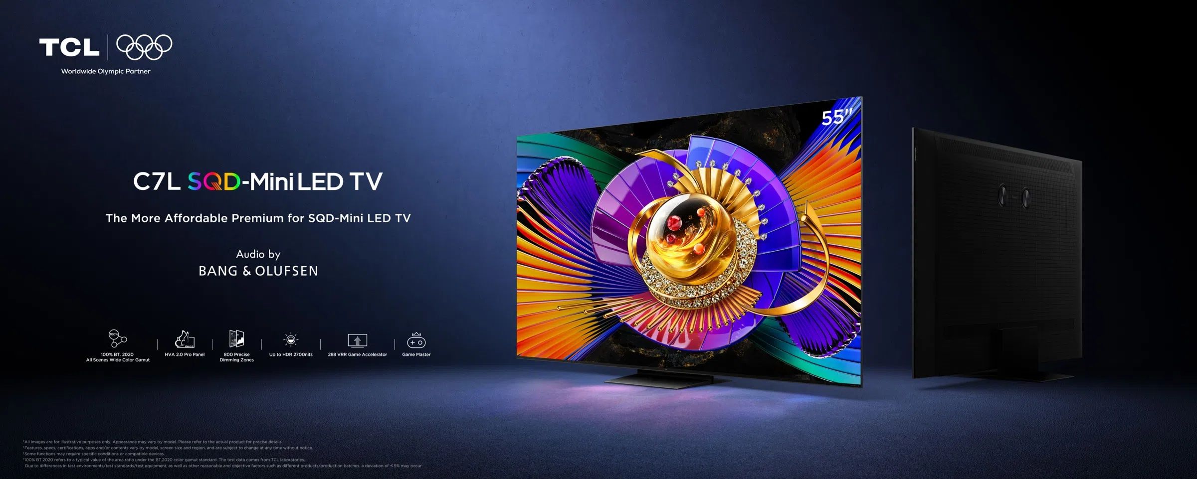 טלוויזיה חכמה TCL 98C7L מסך 98 אינץ' טכנולוגיית SQD-Mini LED 2026 עיצוב פרימיום דק במיוחד