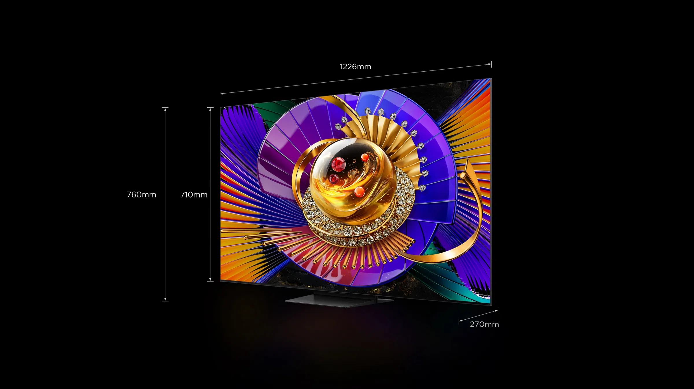 TCL 55C7L תרשים מידות תרשים מידות טלוויזיה TCL 55C7L רוחב גובה עומק