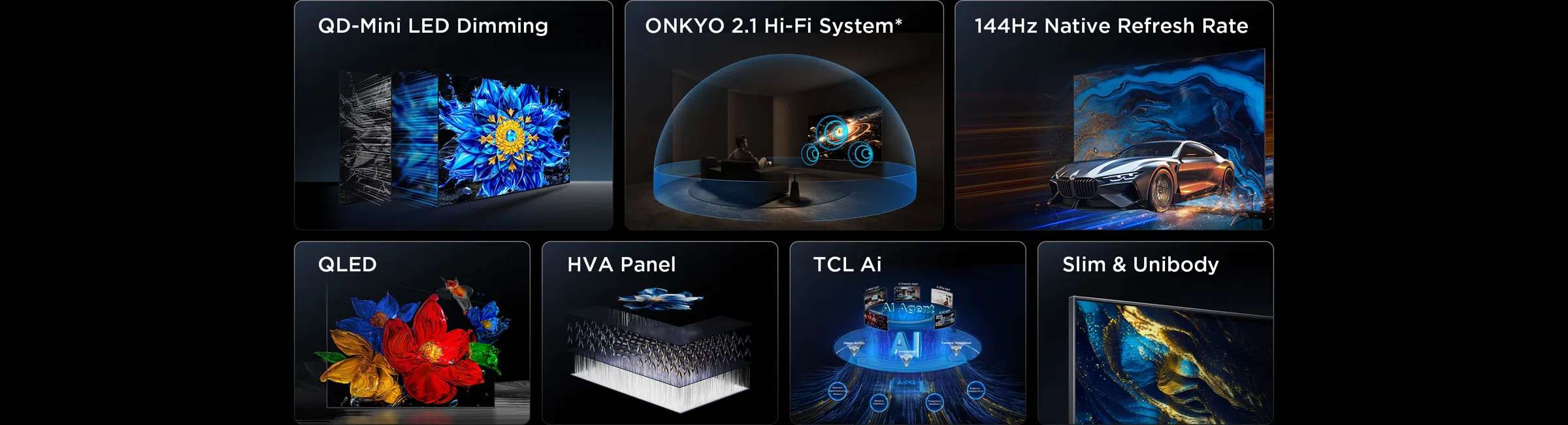 �������� ���� TCL 55P8L �55 ���� QD-Mini LED 144Hz Google TV ����� ����