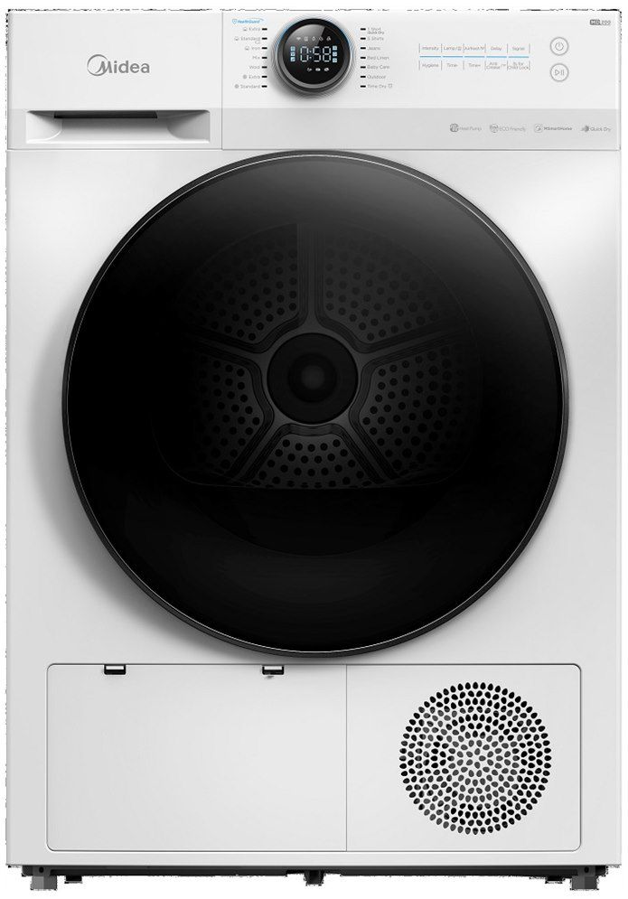 מייבש כביסה Midea MDL100-CH03B/B07EW משאבת חום 10 קג בגימור לבן