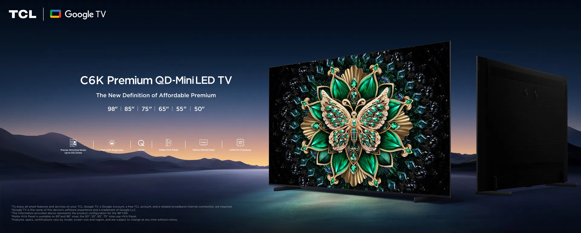 TCL 65C61K �������� ���� 65 ���� 4K QD-MiniLED �� Google TV �-HDR �����  | ����� ����-����� �����