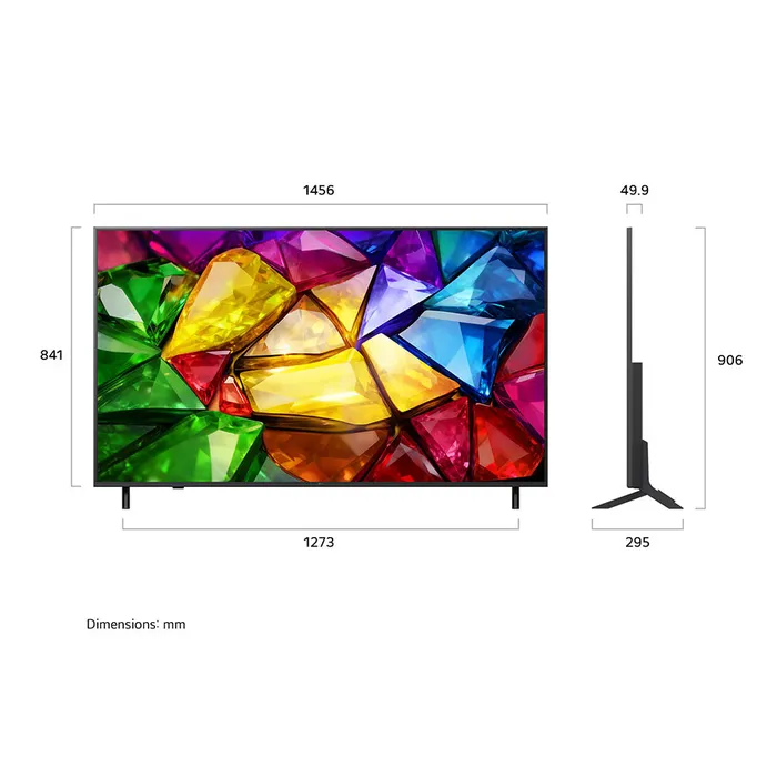 מידות טלוויזיה LG 65MRGB85B6C כולל מעמד וללא מעמד