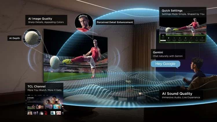 �������� ���� TCL 55P7L ����� 55 ���� Premium QLED 4K �� �� �� �� �� ����� ONKYO �-Gemini AI ����� ����