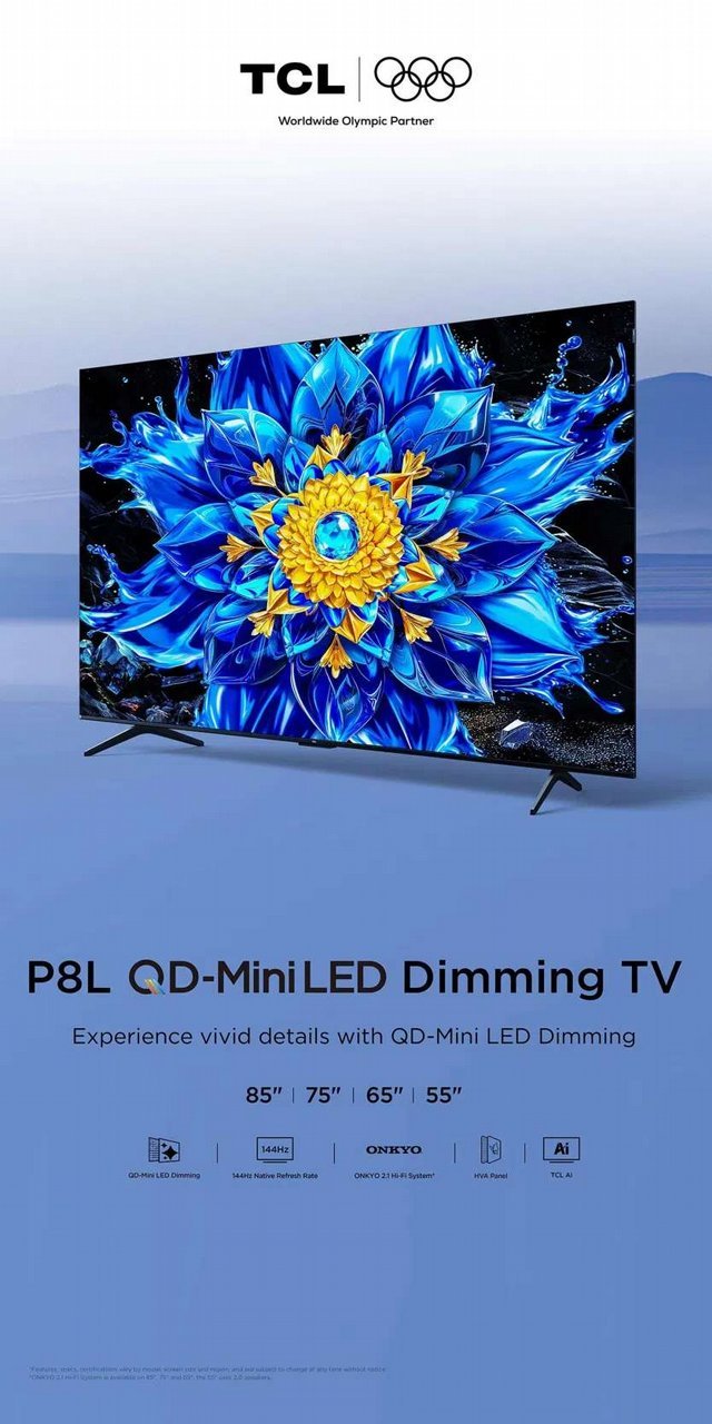�������� ���� TCL 65P8L �65 ���� QD-Mini LED 144Hz Google TV ����� ����