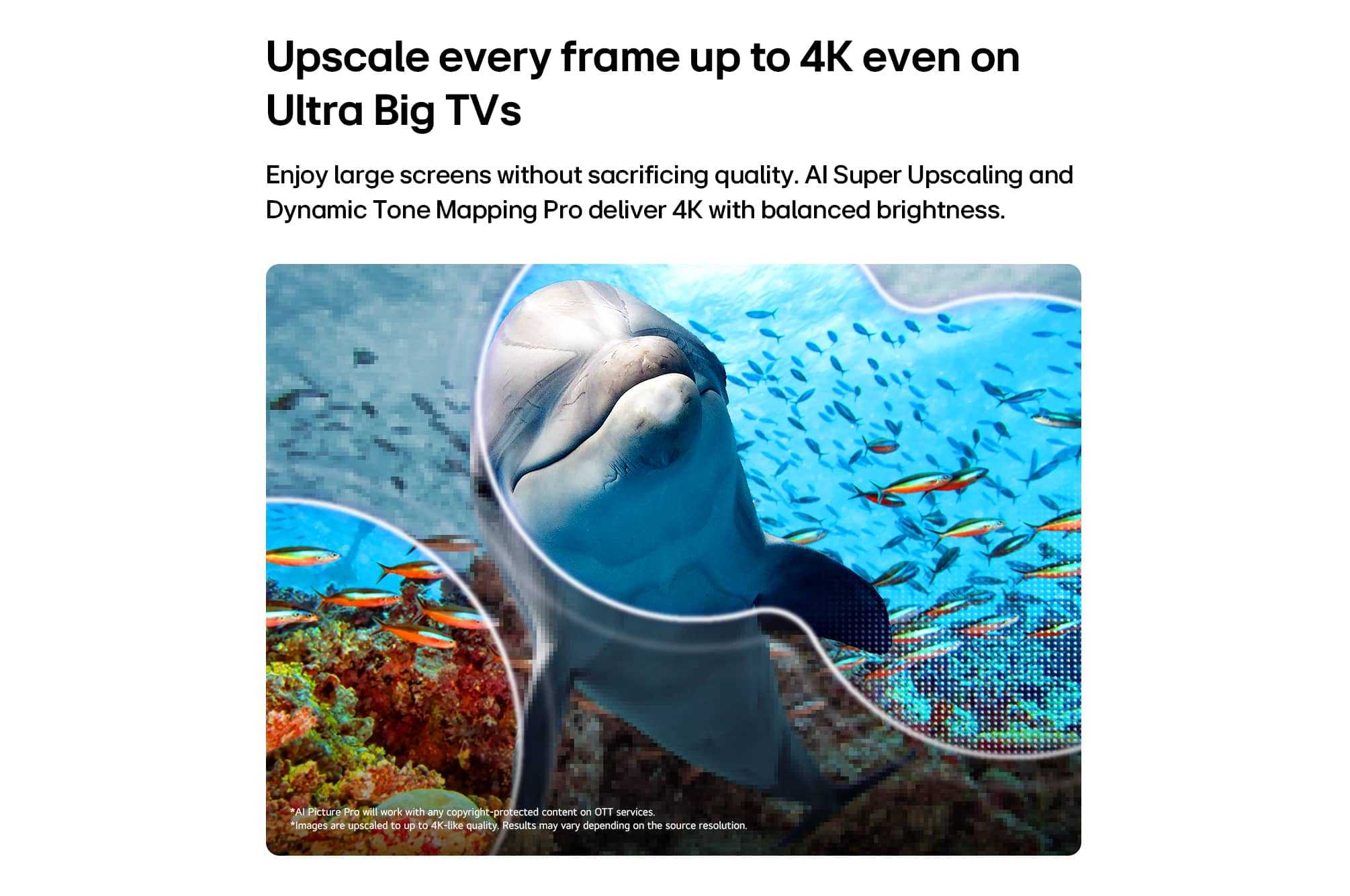4K AI Upscaling טכנולוגיית שדרוג תמונה AI Upscaling של LG