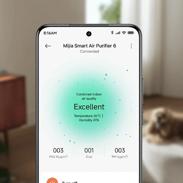 שליטה באפליקציה Xiaomi Home עבור מטהר אוויר Mijia Smart Air Purifier 6
