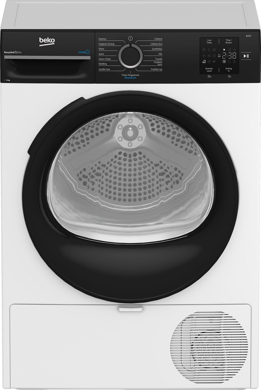 Beko BM3T482W מייבש כביסה 8 ק"ג בקו Heat-Pump קונדנסור ללא צינור עם משאבת חום וטיפול בקיטור - יבואן רשמי Beko BM3T482W מייבש כביסה 8 ק"ג בקו Heat-Pump קונדנסור ללא צינור עם משאבת חום וטיפול בקיטור - יבואן רשמי
