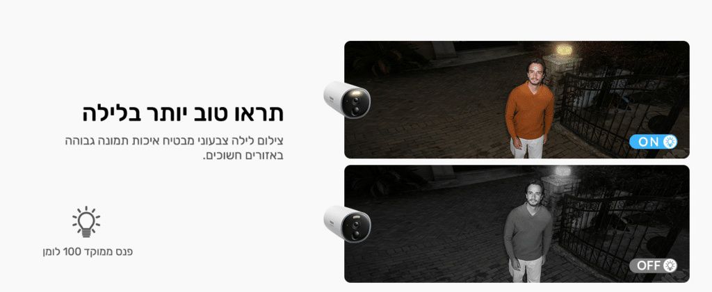 ראיית לילה צבעונית לעומת שחור לבן במצלמת באסוס