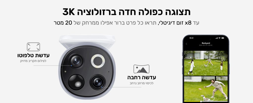 פירוט עדשות המצלמה: עדשה רחבה ועדשת טלפוטו