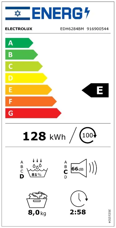 ����� ����� �������� Electrolux EDH6284BM ���������� 8 �"� ����� ��� Heat Pump ��� ����� ����