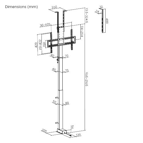 EAZO EFCL88L Dimensions Chart