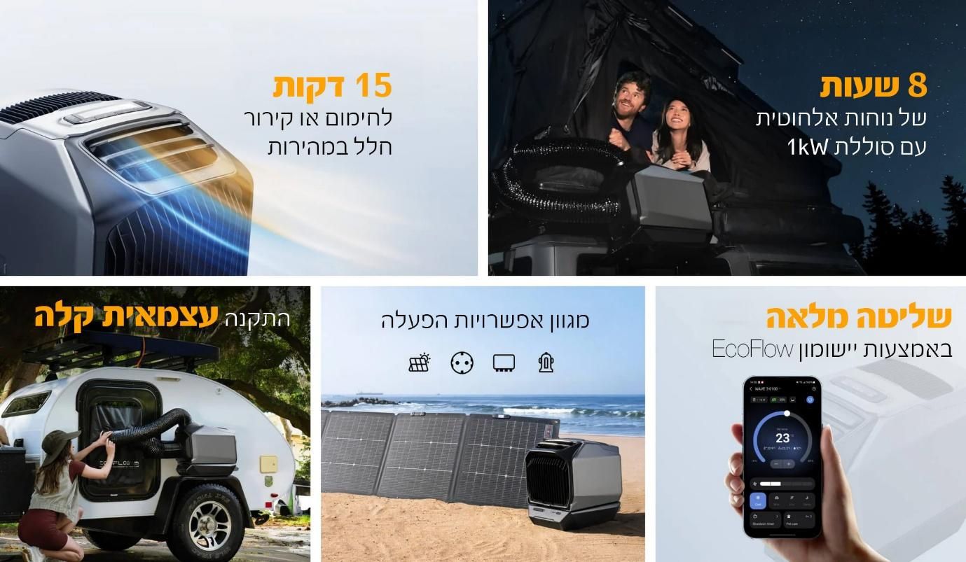 מזגן נייד EcoFlow באוהל