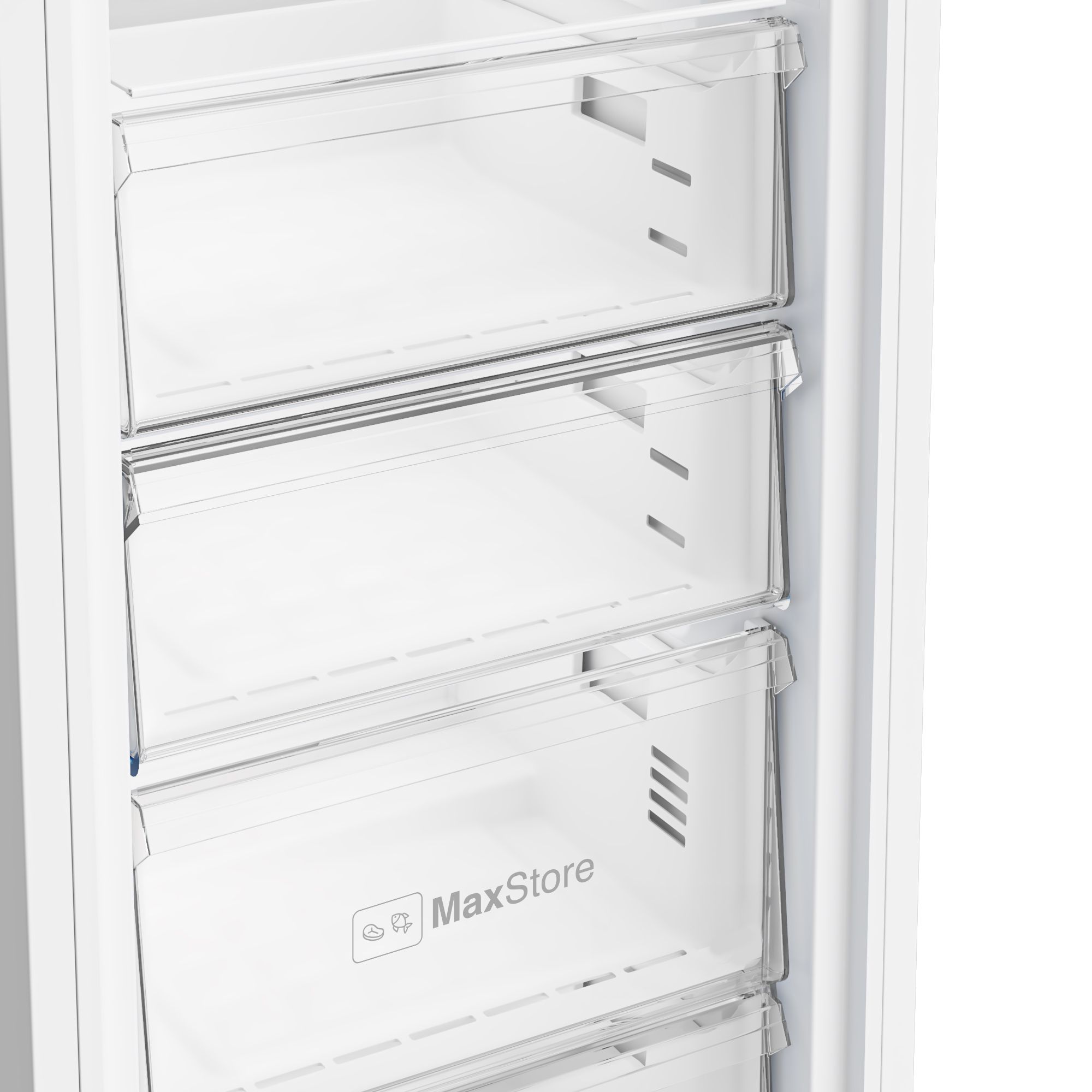 מקפיא Blomberg FNT3676X עם תאי אחסון ומגירות – המחשה לחלוקה פנימית מסודרת