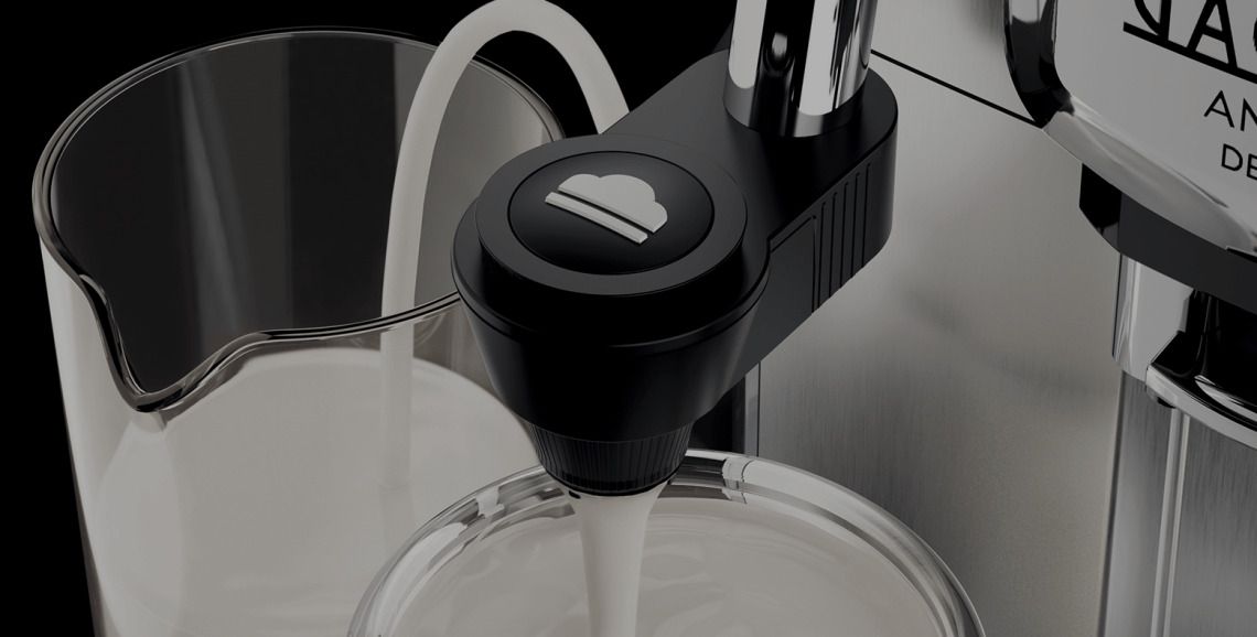 Gaggia Anima Deluxe – מכונת קפה אוטומטית איטלקית עם מקציף חלב תקריב מקציף החלב של Gaggia Anima Deluxe – הקצפה מהירה וחלקה לשתייה מושלמת