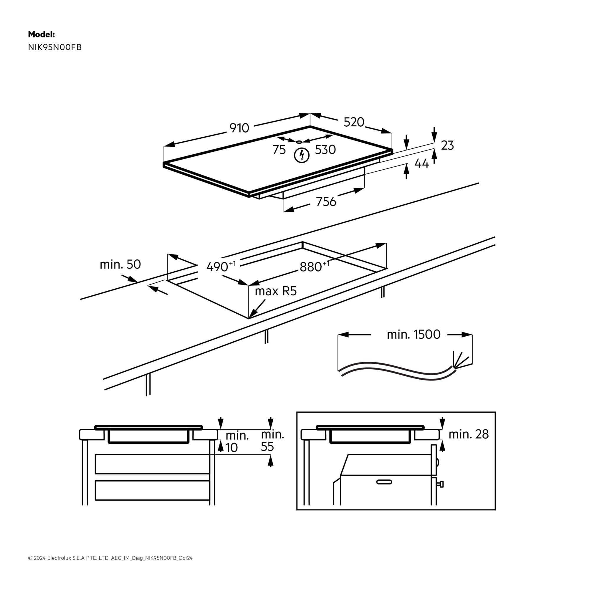 AEG NIK95N00FB - ������ ��������� 90 �"� �� 5 ����� RMaxiSense ������ 3700W | ����� ����
