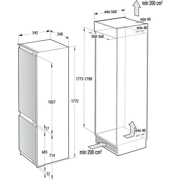 ���� �������� 2 ����� Gorenje NRKI517E42 ����� ����� ������� 252 ���� No-Frost