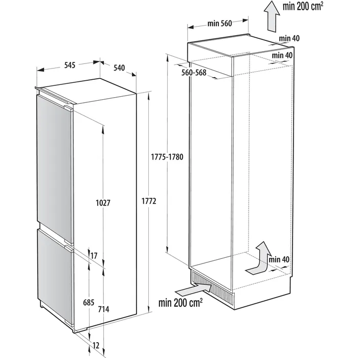 ���� �������� 2 ����� Gorenje NRKI517E62WF ������� ����� ����� 54 �"� No-Frost ��� 252 ���� �� ���� DOD ����� ����