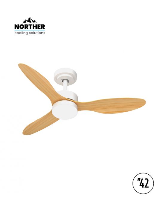 מאוורר תקרה 42" NORTHER VERMONT לבן ועץ עם מנוע DC שקט, שלט ותאורה מותאם לשעון שבת יבואן רשמי מאוורר תקרה 42" NORTHER VERMONT לבן ועץ עם מנוע DC שקט, שלט ותאורה מותאם לשעון שבת יבואן רשמי