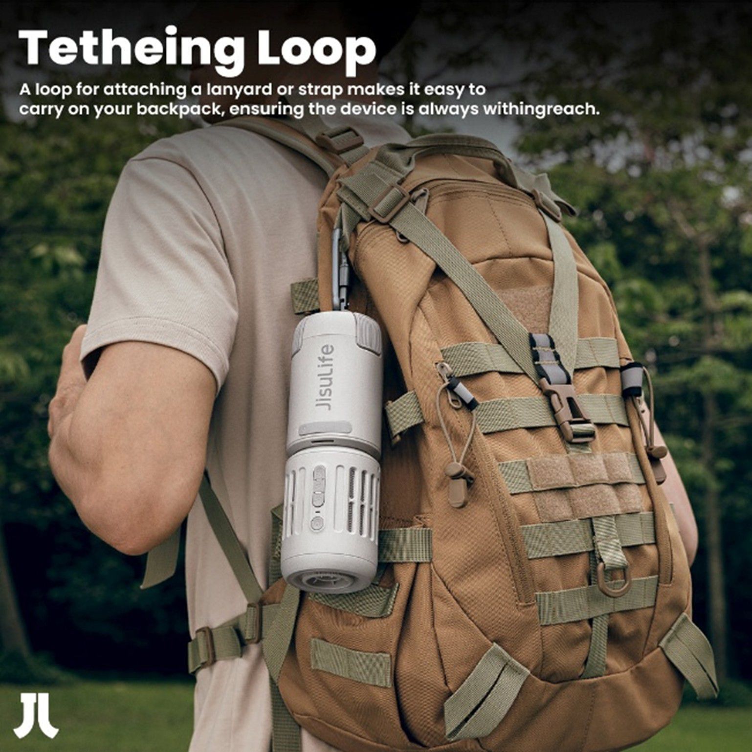 מאוורר שטח נייד JISULIFE OUTDOOR ULTRA1 עם תאורת שטח וסוללה 13,500mAh לקמפינג וטיולים