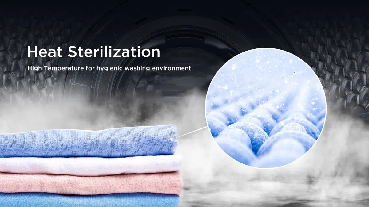 מכונת כביסה TCL P608FLG במצב חיטוי בחום Heat Sterilization