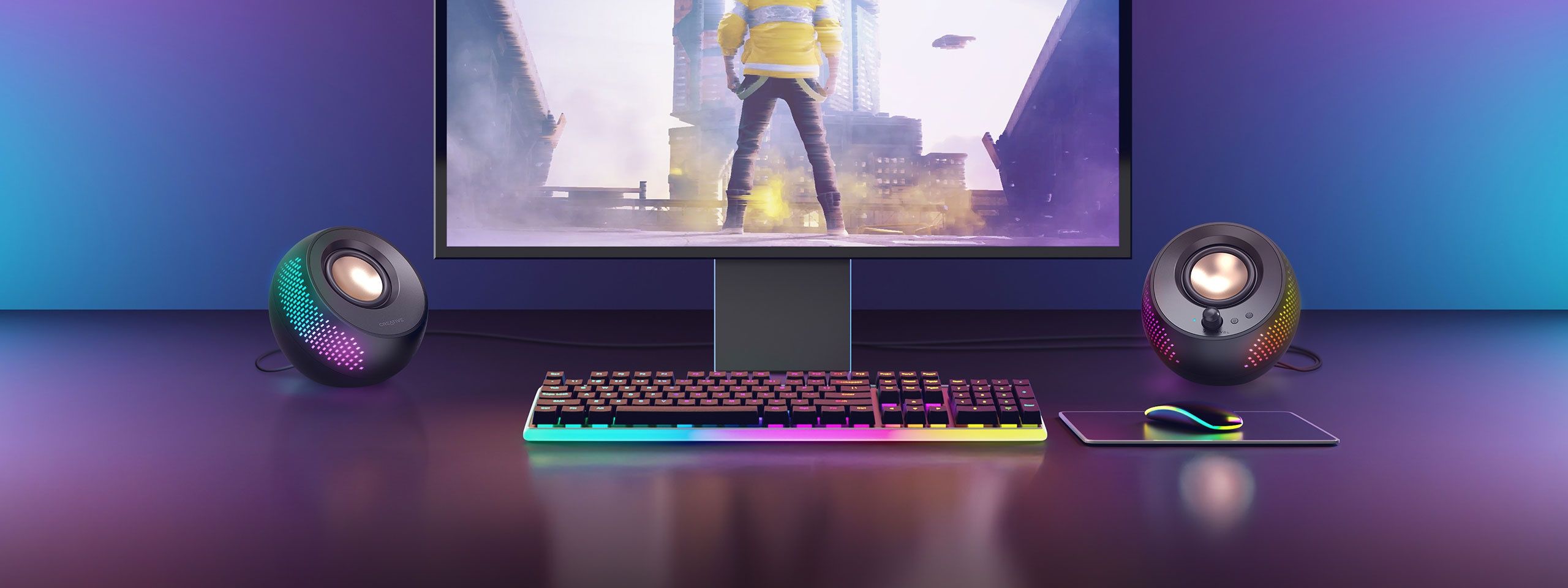 רמקולים למחשב Creative Pebble X עם תאורת RGB