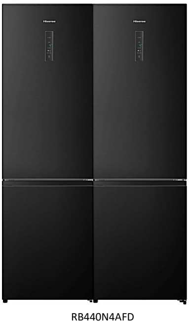 מקרר Hisense RB440N4AFD - תמונה ראשית, מראה חזיתי יוקרתי של המקרר המשולב