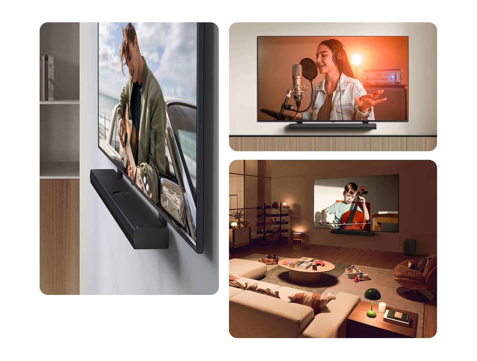 הדמיית סאונד היקפי Dolby Atmos 3.1.1 במקרן קול LG SQ70TY