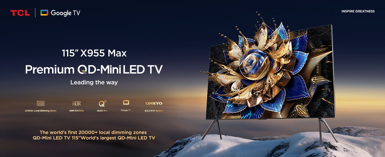 TCL 115X955 MAX בסביבת הבית מסך טלוויזיה TCL 115X955 MAX מותג ודגם בסביבת מגורים