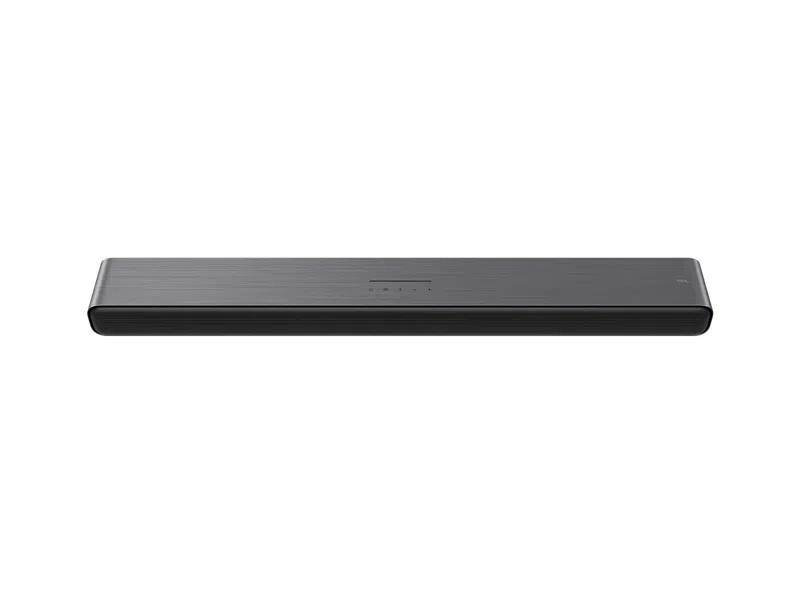 מבט עילי על מקרן קול TCL S45H המדגיש את העיצוב המינימליסטי וכפתורי המגע.
